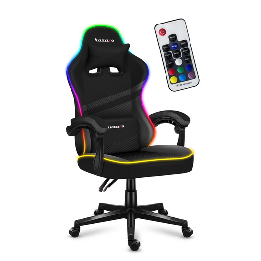 Scaun Gaming Huzaro Force 4.4, Cadru otel, Material tesatura Mesh, 130 kg, perna lombara, tetiera, Functia Siderest, Negru cu led (HZ-FORCE 4.4 RGB BLACK)-0