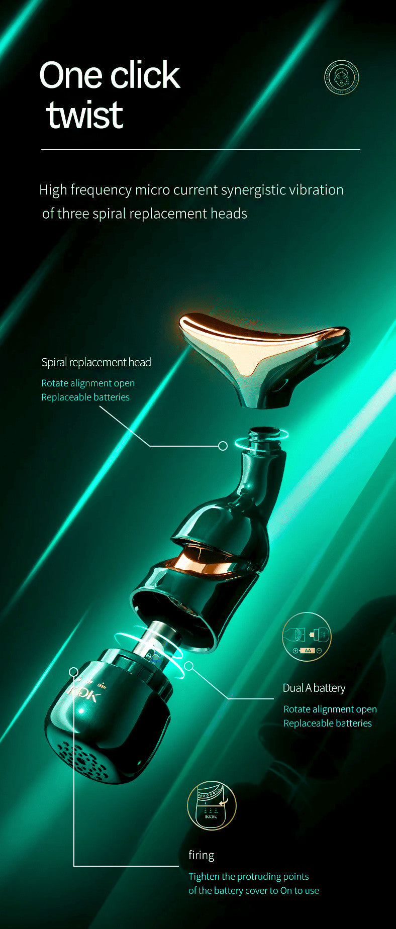DELPHY - Masseur Facial triples têtes - liftant hautes vibrations